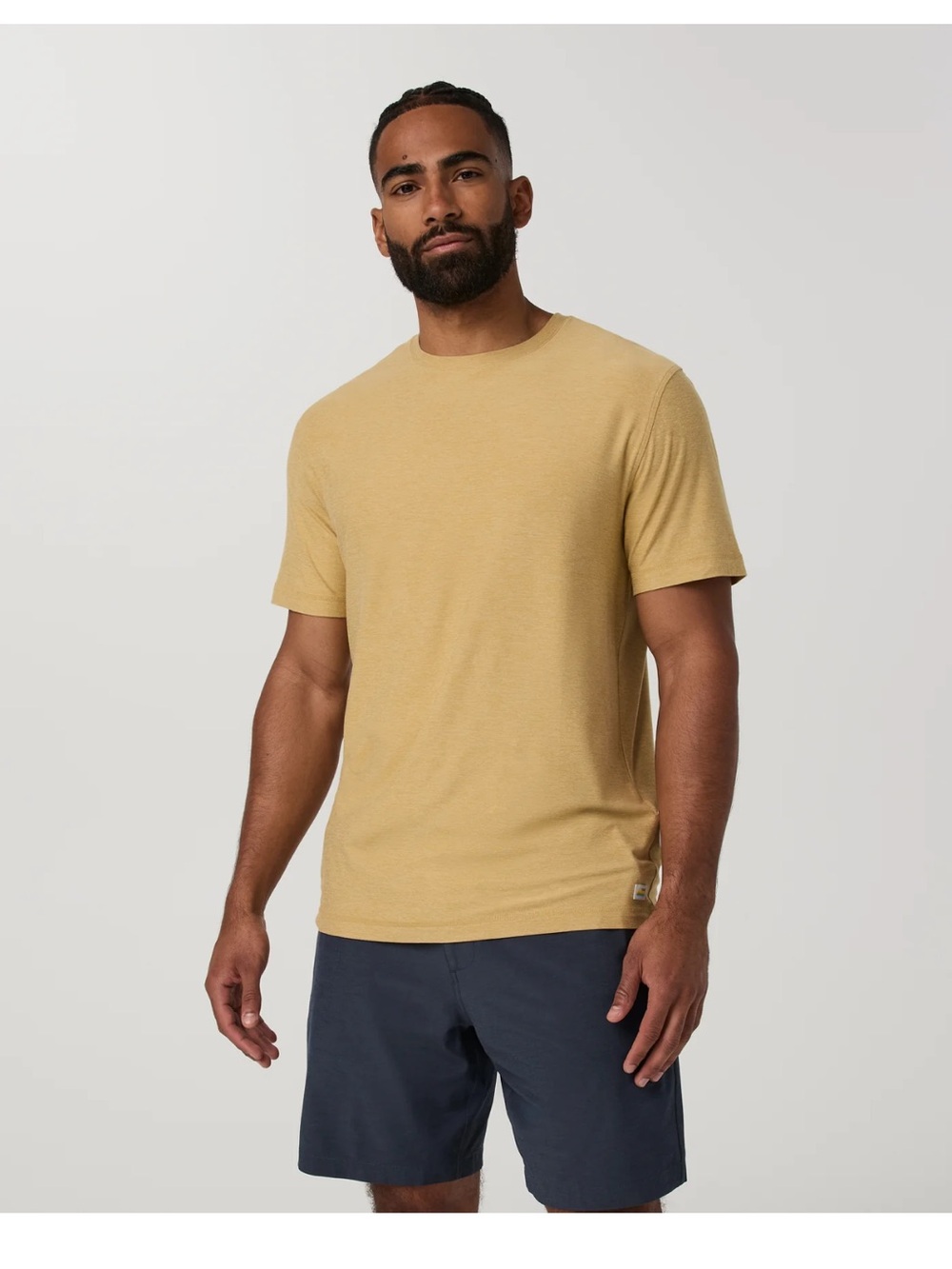Vuori Strato Tech Tee Golden Brown Heather Men’s Large Moisture Wicking